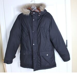 Old Navy Boys Expedition Parka Jacket Faux Fur Hooded Black XL (14-16)